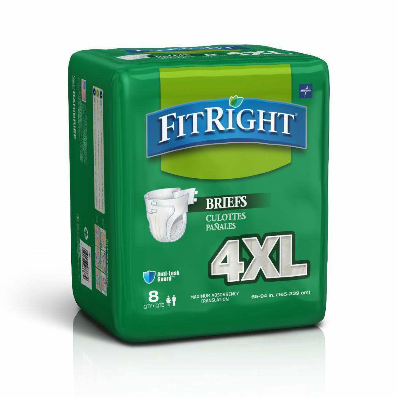 Medline Fitright Bariatric Adult Incontinence Briefs 4XL Tab Style, 165-239cm, 2054ml (Quantity: 8 pcs) GST Free