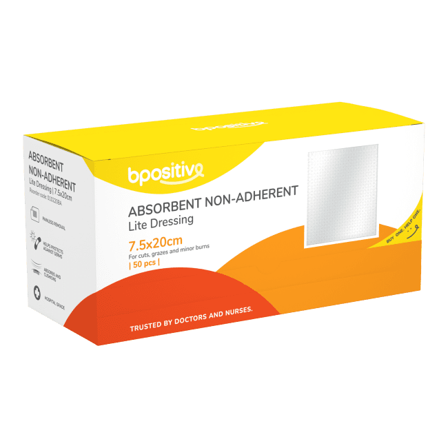 bpositive Lite Non-Adhesive Absorbent Dressing (Size: 7.5cm x 20cm) BP010220BA