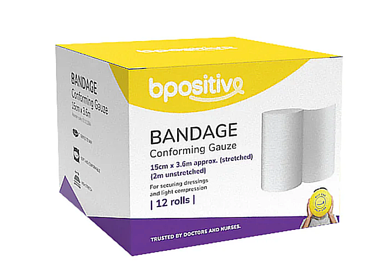 bpositive Conforming Gauze Bandage (Size: 15cm x 2m) BP011115BA