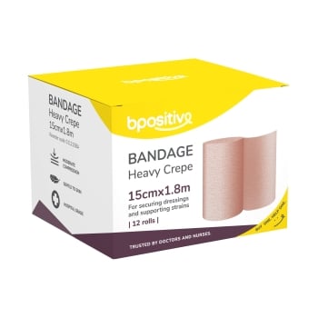 bpositive Crepe Heavy Bandage (Size: 15cm x 1.8m) BP011215BA