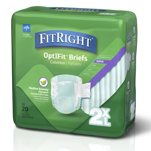 Medline FitRight Super Incontinence Briefs with Remedy Phytoplex Tab Style.