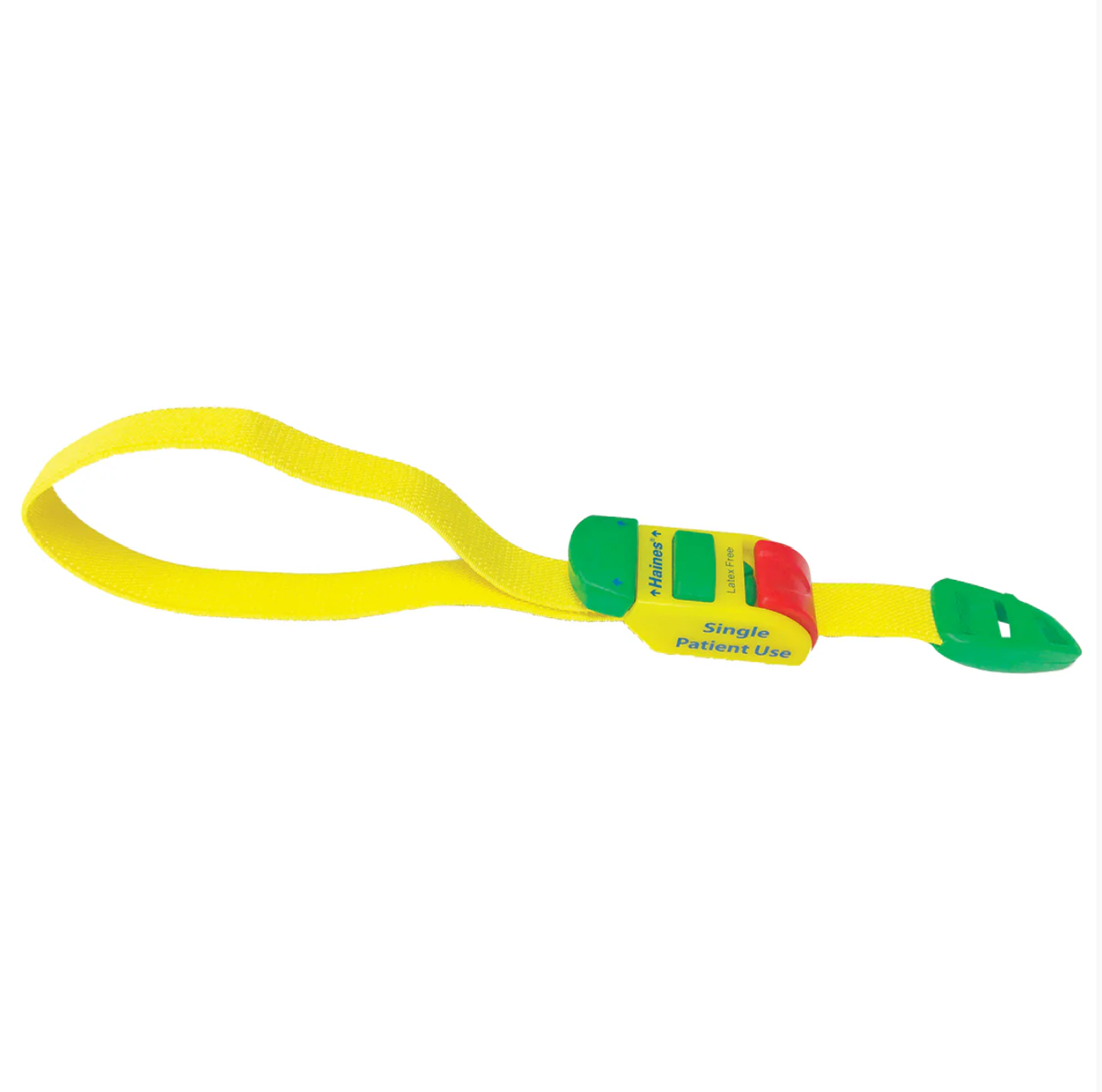 Haines Tourniquet -Single Patient Use, Peadiatric with green, yellow & red plastic clip for adj-Each