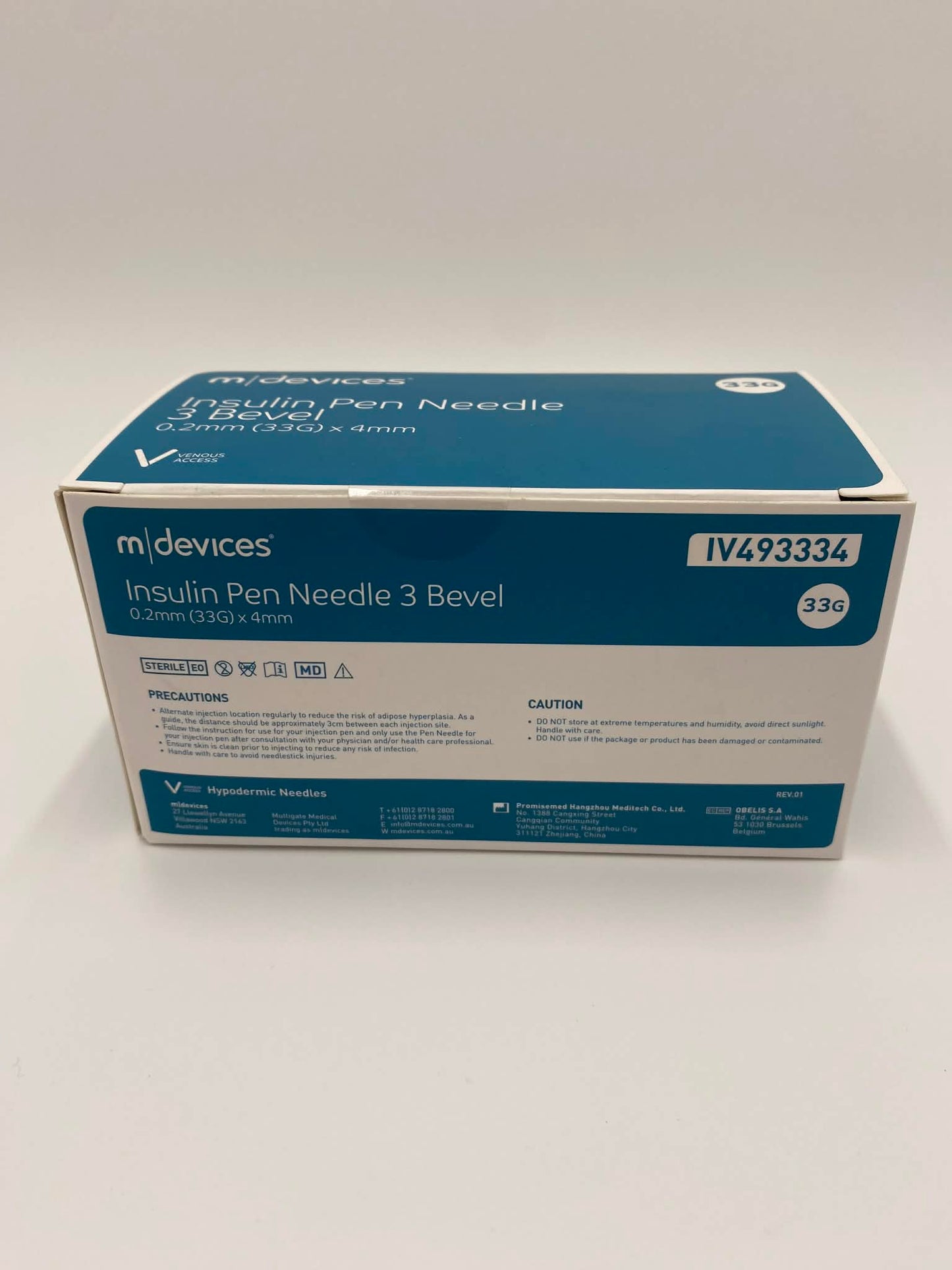 Insulin Pen Needle 3 Bevel (Sizes 31Gx5mm, 31Gx6mm, 31Gx8mm, 32Gx4mm, 32x5mm, 32x6mm, 33x4mm). Pack of 100
