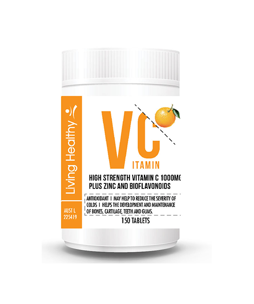 Living Healthy Vitamin C + Zinc + Bioflavonoids 1000mg (Pack of 150 Tabs)