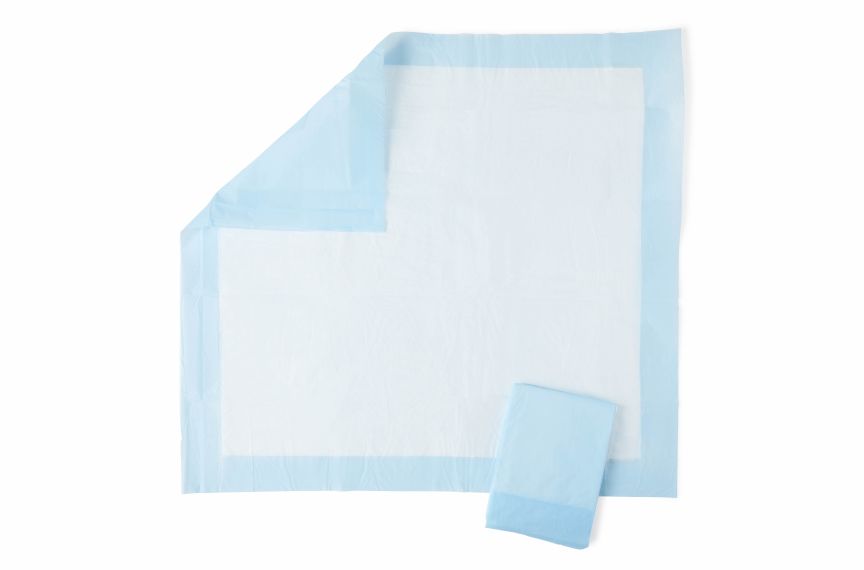 Medline Protection Plus Underpad Economy Light Absorbency, Blue, 23” x 24” (58 x 61 cm) MSC281225