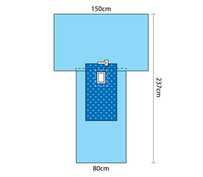 Protex®4 Peri-Gynaecology T-Drape with Reinforced Rectangular Aperture & a Tube Holder/Fastener. Ctn of 6