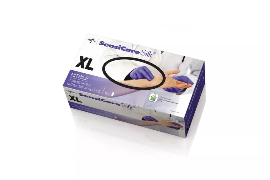 Sensicare Silk Nitrile Exam Gloves with Microstop film - Powder free, Latex free
