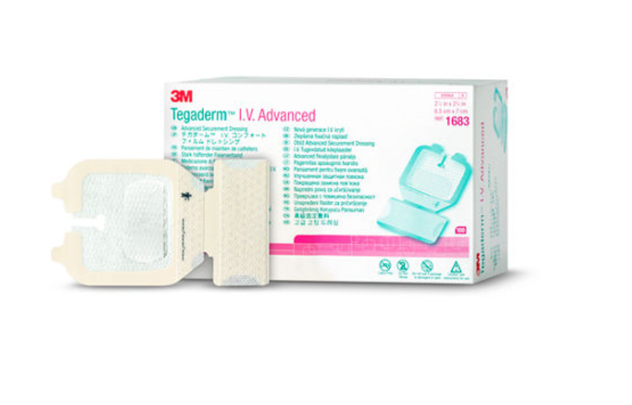 3M™ Tegaderm™ I.V. Advanced Securement Dressing, 1683, Peripheral, 6.5 cm x 7 cm, 100 ea