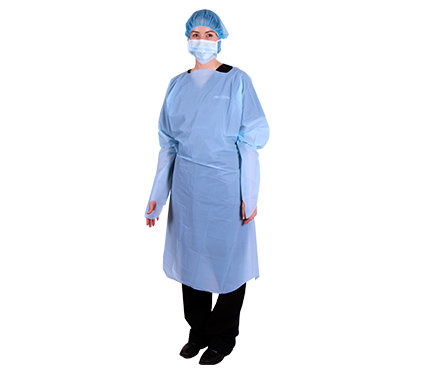 Isolation Gown with Knitted Cuffs (AAMI Level 1) Blue