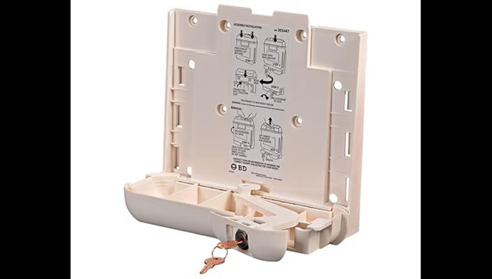 BD® Sharps Container Locking Wall Bracket, 5.4 qt, patient room, light beige Each