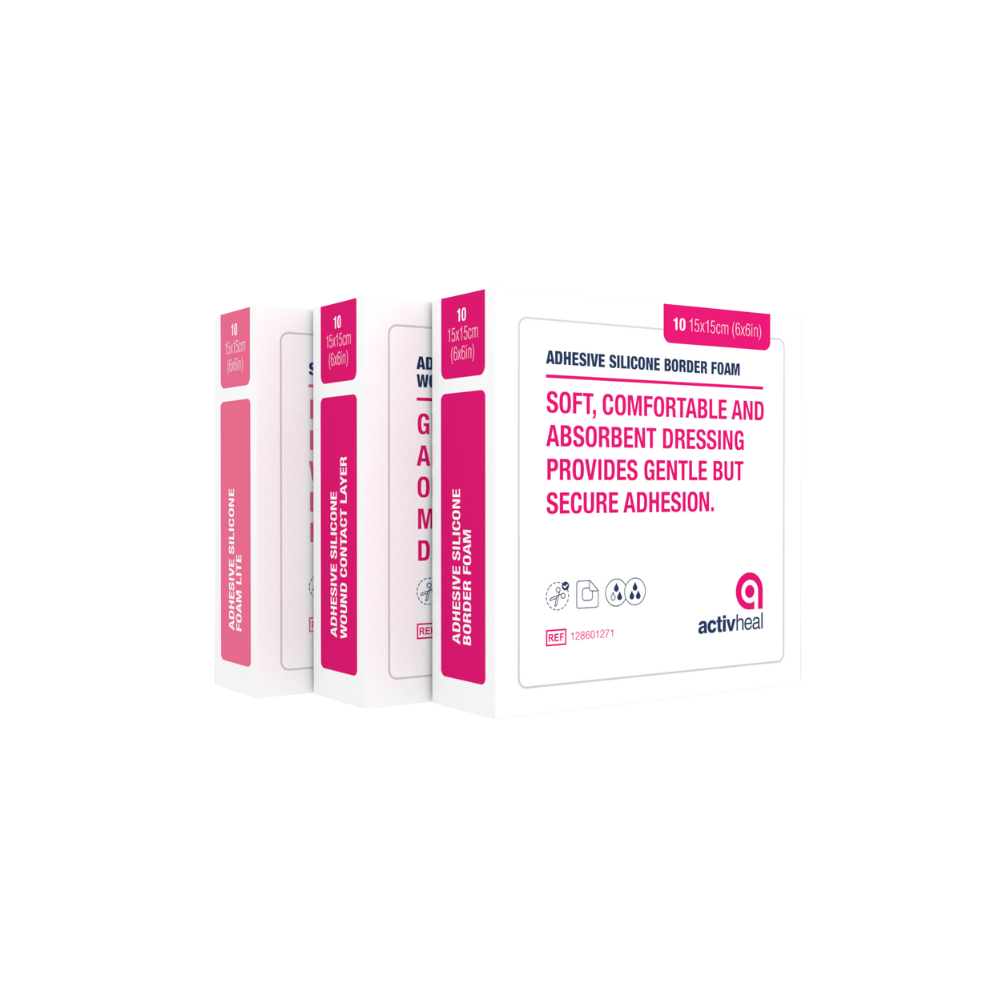 ActivHeal® Silicone Foam Border (Size: 7.5 x 7.5cm, 10 x 10cm, 12.5 x 12.5cm, 15 x 15cm, 10 x 20cm, 20 x 20cm) ADM9001470