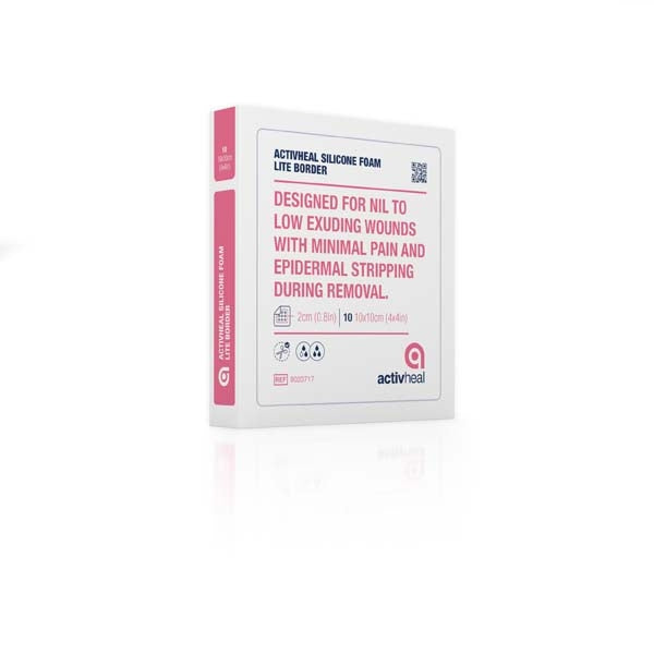 ActivHeal® Silicone Adhesive Foam Lite Border (Size: 5 x 5cm, 7.5 x 7.5cm, 5.5 x 12cm, 10 x 10cm, 15 x 15cm) ADM9023687