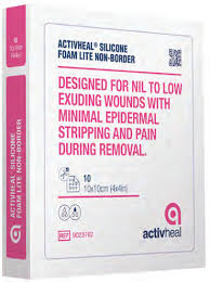 ActivHeal® Silicone Adhesive Foam Lite No Border (Size: 7.5 x 7.5cm, 10 x 10cm) ADM9023755