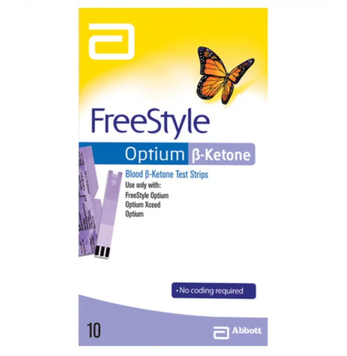 Abbott Freestyle Optium Ketone Test Strips 1 Pack X 10 strips