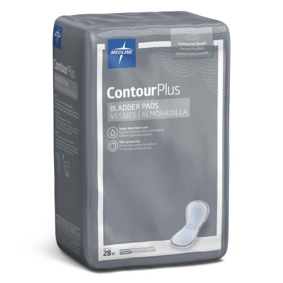 Medline ContourPlus Bladder Control Pads, Moderate, 5.5 x 10.5" (14 x 26 cm) BCPE01