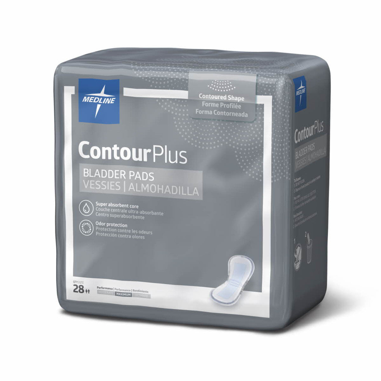 Medline ContourPlus Bladder Control Pads, Maximum, 6.5 x 13.5" (16 x 34 cm) BCPE02