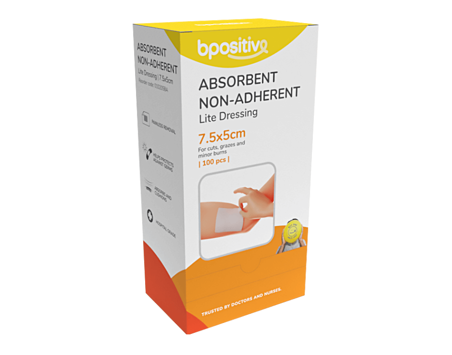 bpositive Lite Non-Adhesive Absorbent Dressing (Size: 7.5cm x 5cm) BP010205BA
