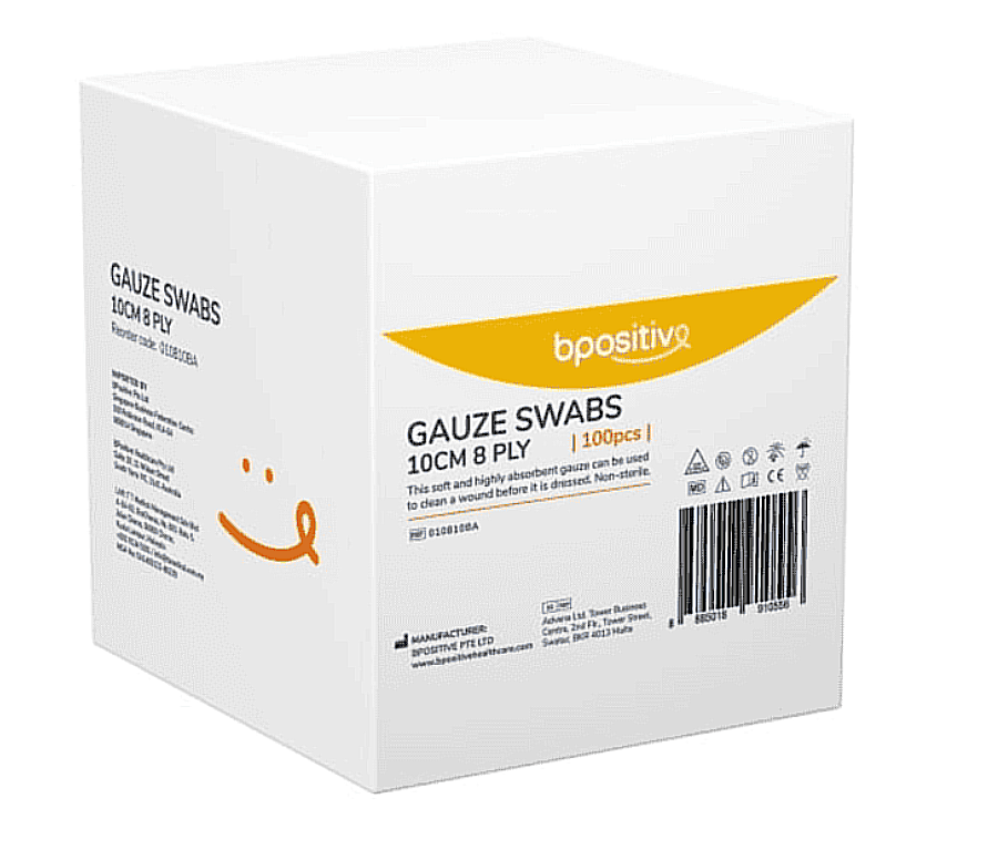 bpositive Non-Sterile Gauze Square Swab (Size: 10cm 8ply) BP010810BA