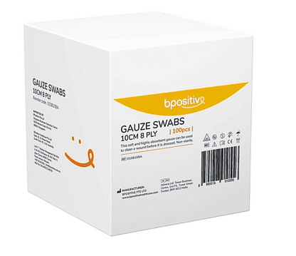 bpositive Non-Sterile Gauze Square Swab (Size: 10cm 8ply) BP010810BA