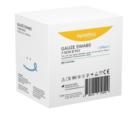 bpositive Non-Sterile Gauze Square Swab (Size:7.5cm 8ply) BP010875BA