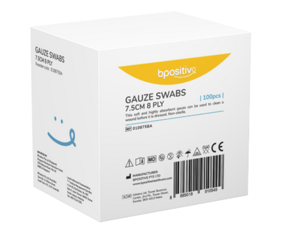 bpositive Non-Sterile Gauze Square Swab (Size:7.5cm 8ply) BP010875BA