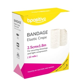 bpositive Crepe Elastic Bandage (Size: 2.5cm x 1.8m) BP011003BA