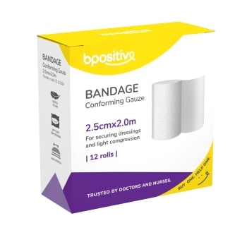 bpositive Conforming Gauze Bandage (Size: 2.5cm x 2m) BP011103BA