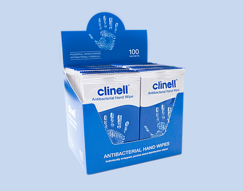 Clinell Antibacterial Handwipes - Singles (Quantity: Pack of 100)