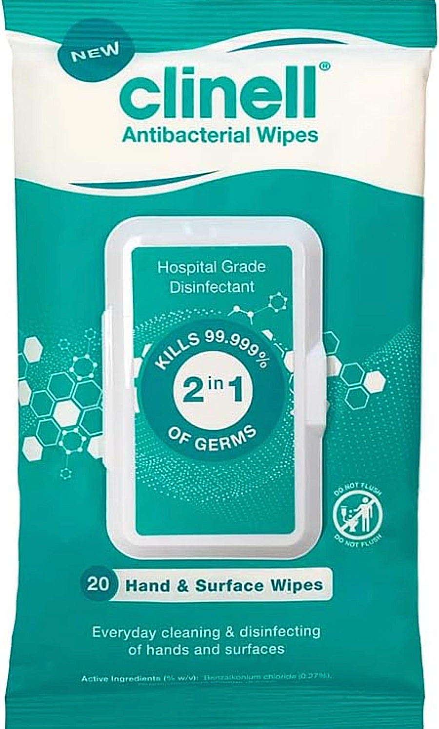 Clinell Hand & Surface Wipes  (Quantity: Pack of 20)