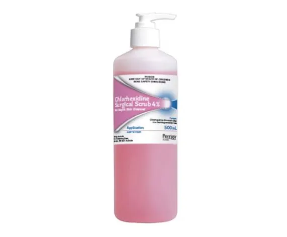Perrigo Chlorhexidine 4% Surgical Scrub, Antiseptic Cleanser - 500mL Pump Bottle