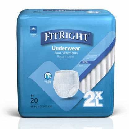 Medline FitRight Heavy Absorb Underwear Size 2XL, 68–80" (173–203 cm) FIT700A