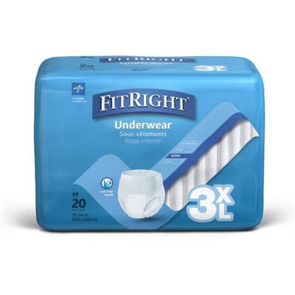 Medline FitRight Heavy Absorb Underwear Size 3XL, 75–94" (191–239 cm) FIT800