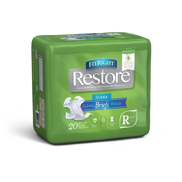 Medline FitRight Super Incontinence Briefs with Remedy Phytoplex Tab Style.