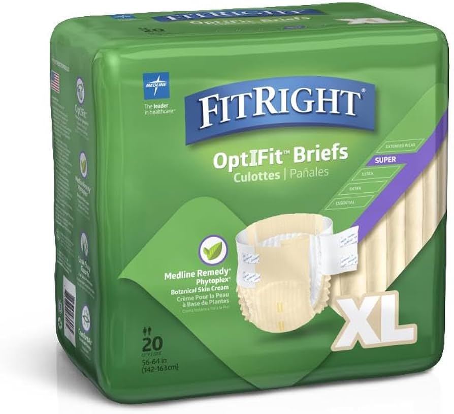 Medline FitRight Super Incontinence Briefs with Remedy Phytoplex Tab Style