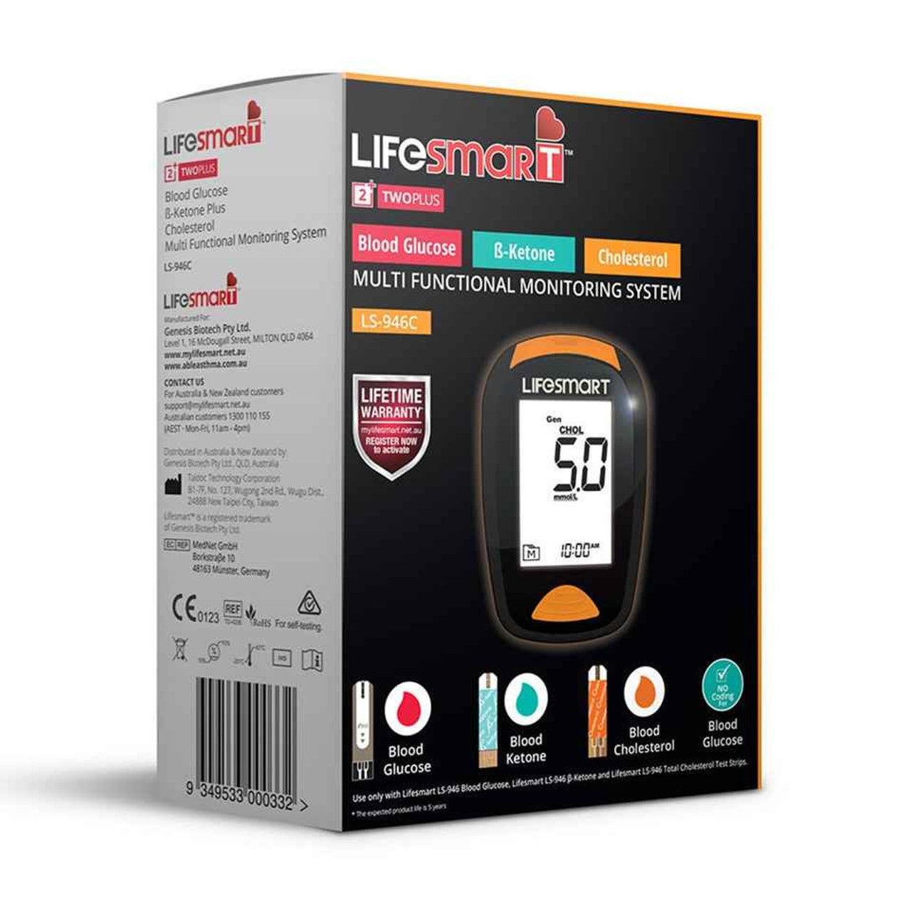 LifeSmart Multi Functional Monitor for Blood Glucose Ketone & Cholesterol, Each HMLSBGM