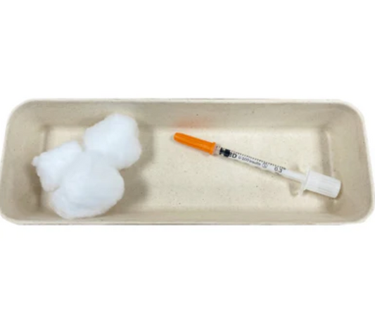 Haines® Compostable Injection Tray. Size: 20cm L x 7cm W x 2.85cm H