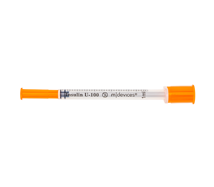 MDevices Insulin Syringe 1ml with Standard Fixed Needle. 27G x (1/2") 13mm IV120127