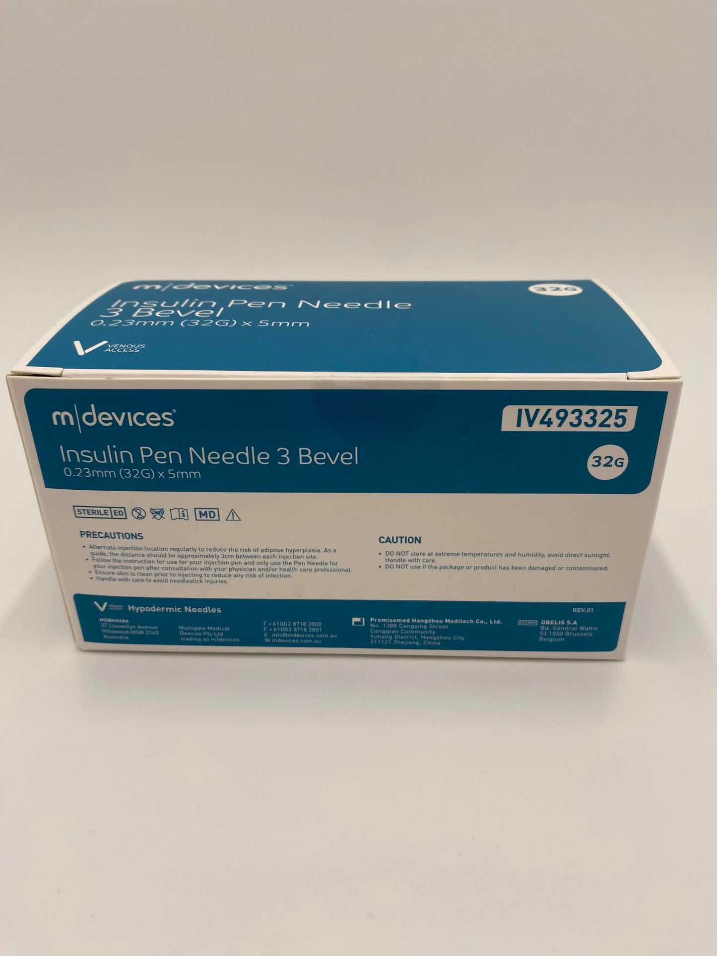 Insulin Pen Needle 3 Bevel (Sizes 31Gx5mm, 31Gx6mm, 31Gx8mm, 32Gx4mm, 32x5mm, 32x6mm, 33x4mm). Pack of 100