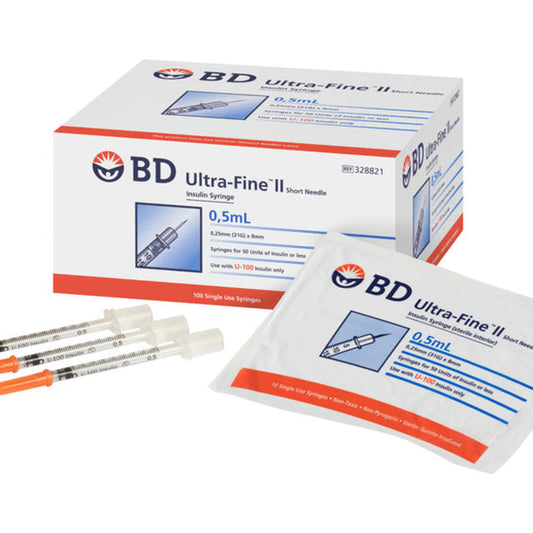 BD Ultra-Fine Insulin Syringe 0.3ml. 05ml and 1ml Pack of 100
