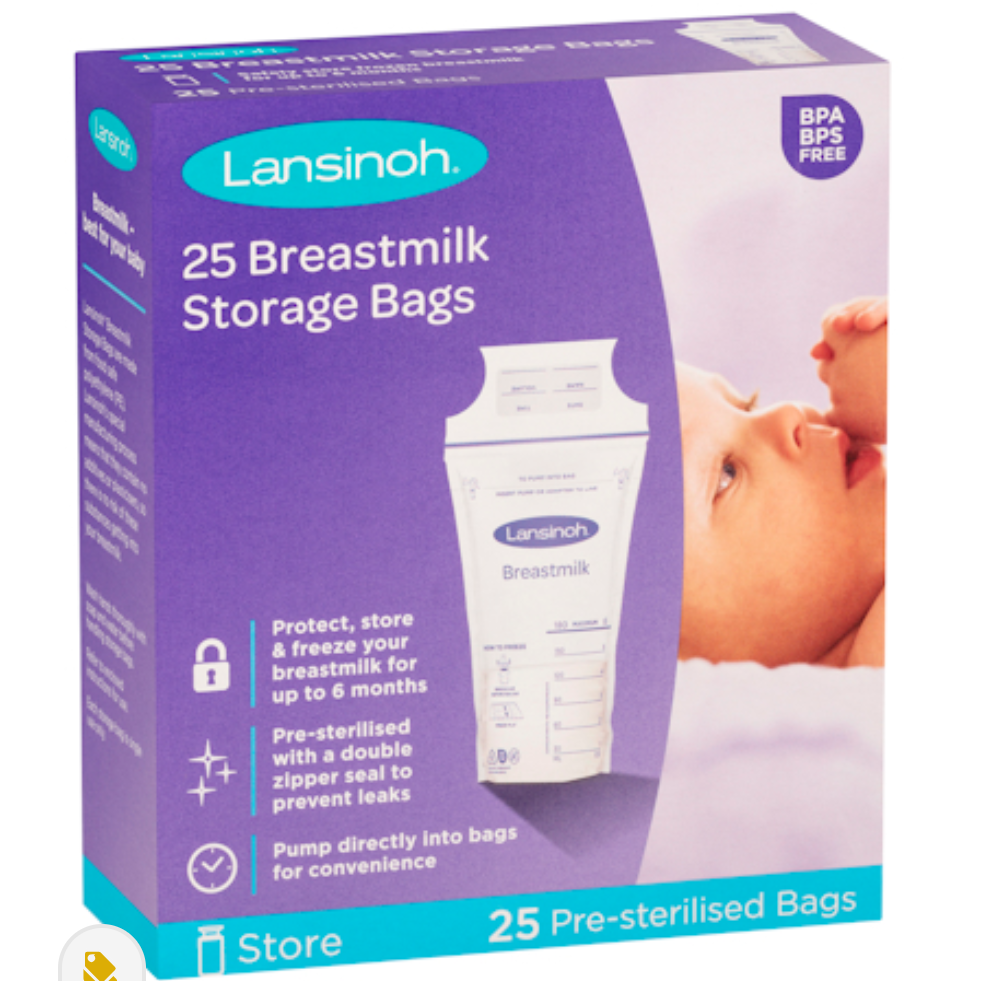 Lansinoh Pre-sterilsed Breast Milk Storage Bags. Pack of 25