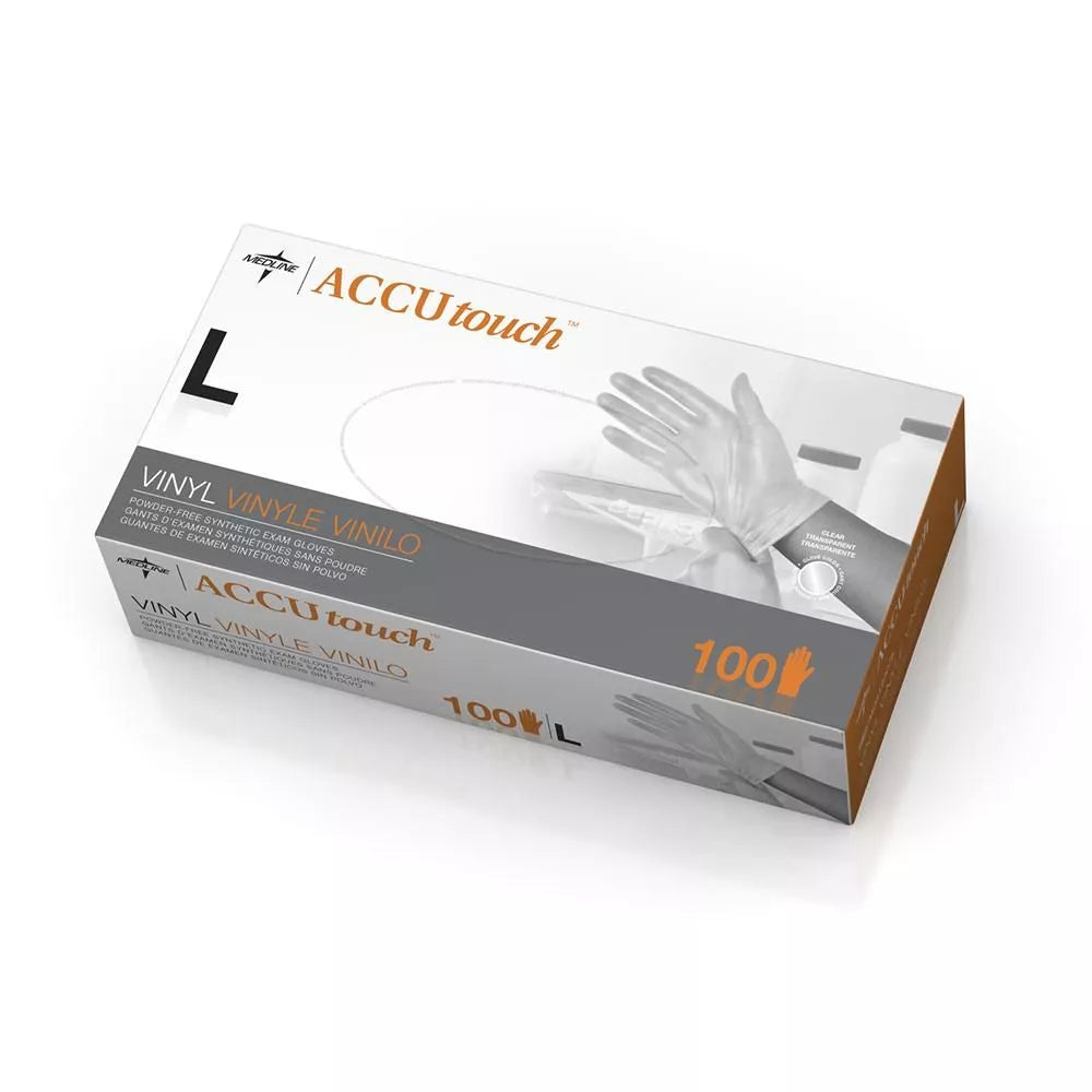 ACCUtouch® Clear Vinyl Exam Gloves - Non-sterile, Powder free, Latex free (Size: XS, S, M, L, XL)