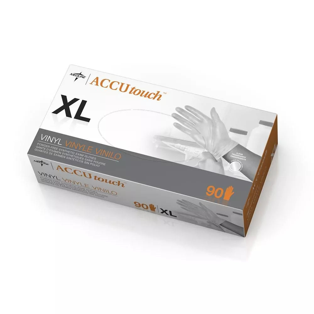 ACCUtouch® Clear Vinyl Exam Gloves - Non-sterile, Powder free, Latex free (Size: XS, S, M, L, XL)