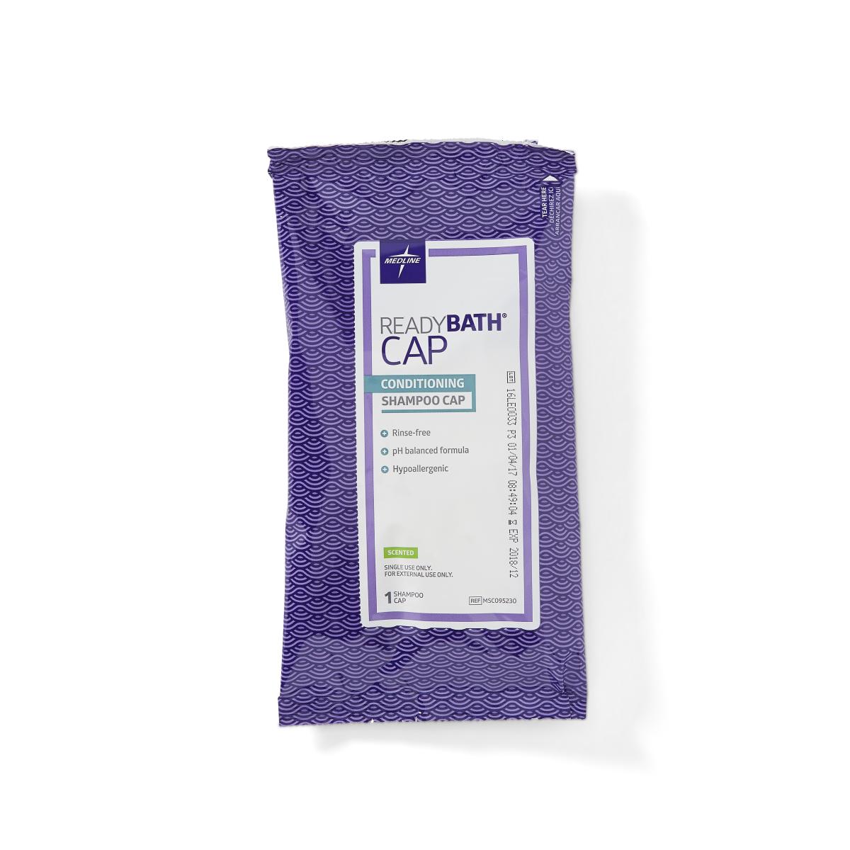 Medline ReadyBath® Rinse-Free Shampoo and Conditioning Caps, Scented, Peel & Reseal MSC095230