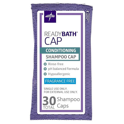 Medline ReadyBath® Rinse-Free Shampoo and Conditioning Caps, Fragrance Free, Peel & Reseal MSC095231