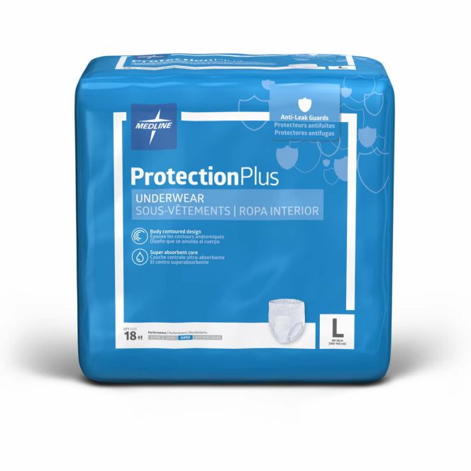 Medline Protection Plus Super Extended Underwear (Small, Medium, Large, Xlarge, XXLarge)