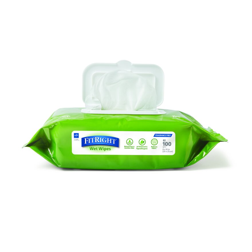Medline FitRight Everyday Aloe Vera Wet Wipes, 8 x 10 inch (20 x 25cm) MSCCA263954