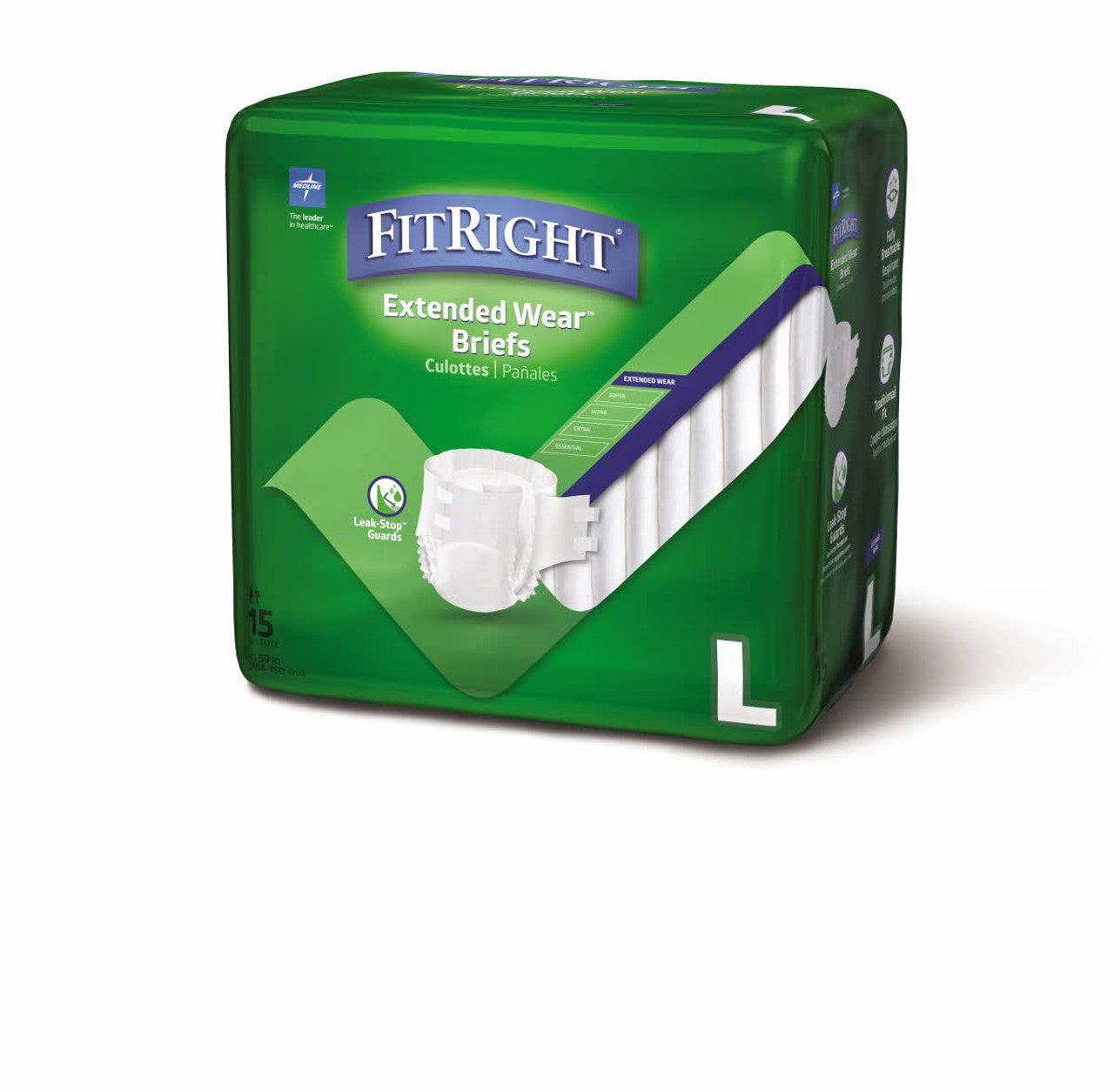 Medline Extended Wear High-Capacity Adult Incontinence Briefs -Heavy Absorbency  (Small, Medium, Large, XLarge)