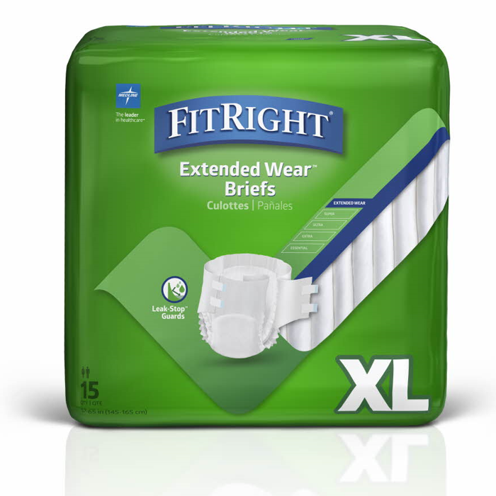 Medline Extended Wear High-Capacity Adult Incontinence Briefs -Heavy Absorbency  (Small, Medium, Large, XLarge)