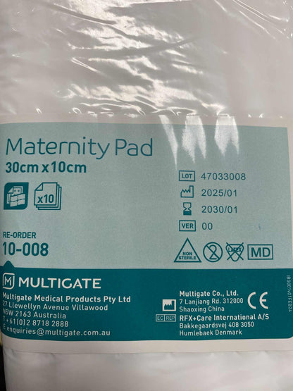 Mutligate Maternity Pad 30cm X 10cm ( Pack of 10; Ctn of 30; Ctn of 60; Ctn of 250)