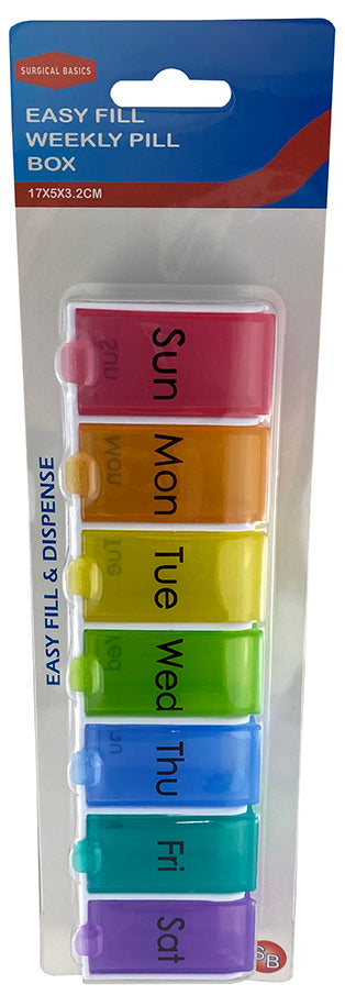 Surgical Basics Pill Box Easy Fill 1 Per Day 22.4 X 6 X 2.5cm